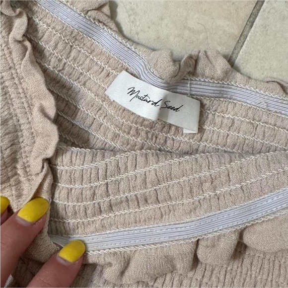 Beige Ruffled Mini Skirt - Picture 3 of 4